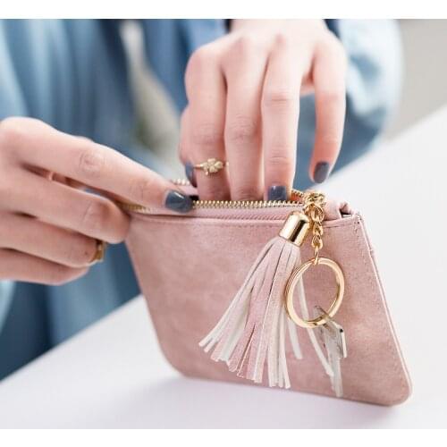 Womens Tassel Coin Purse Short Student Cute Mini Coin Bag Small Wallet Keychain Small Bag Coin Wallets Porte Monnaie Femme