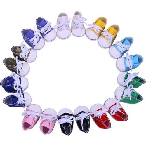 ZWSISU Handmade Doll Shoes 15Colors Canvas Shoes For 18 Inch American Doll & 43 Cm Baby Logan Doll For Our Generation Girl`s Toy