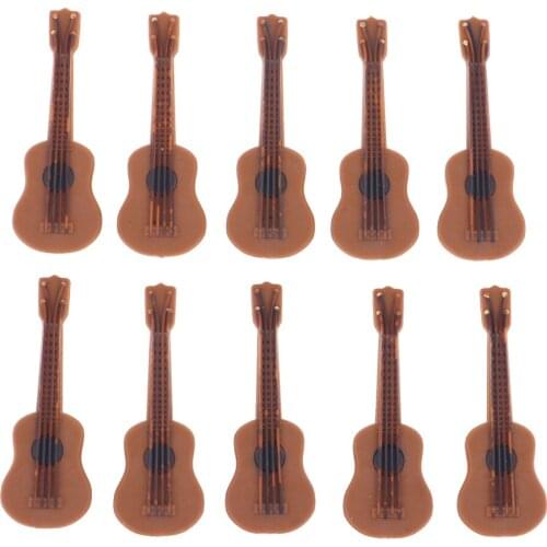 10pcs Plastic Miniature Guitar Mini Instruments Miniature Dollhouse Model Home decoration
