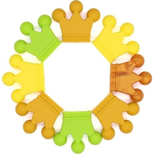 Food Grade Silicone 10pcs Mixed Crown Beads BPA Free Baby Teether Chewable Teething Pandent DIY Pacifier Chain Accessories