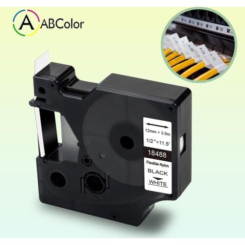 18488 Labels For DYMO 18488 Industrial Tape Rhino Flexible Nylon Label Tape 12mm for DYMO Rhino 4200 5200 5000 6000 Label Maker