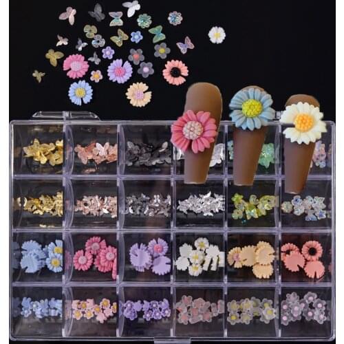 1 Box 240Pcs 3D nail Charm Butterfly/Flower Charms nail art supplies, flower /Butterfly Nail Charm (Rose Gold, Silver, Gold)