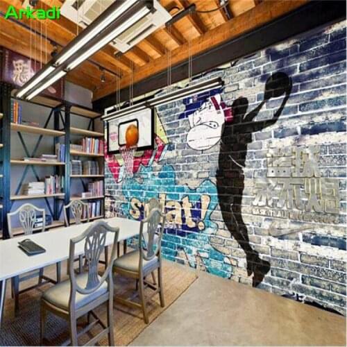 3D photo wallpapers graffiti hand-painted basketball living room bedroom wallpaper three-dimensional restaurant hotel KTV wall