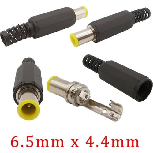 5/10 Pcs DC Power Male Plug Solder Connector DC 6.5 x 4.4mm with 1.3mm Pin Welding Plug DIY Electronic Repair Jack Audio Adapter