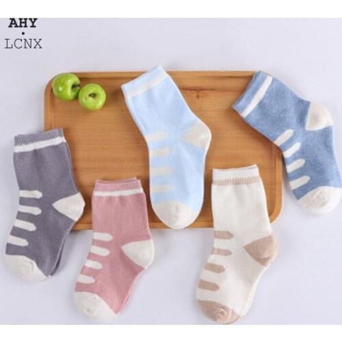 5 Pairs/lot Cotton Stripes Newborn Baby Socks Autumn Spring Kids Lot Sock Wholesale Girl Boy Babies Fashion Socks For Toddlers