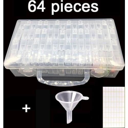 64 slots New Diamond embroidery diamond painting tool! Daimond transparent plastic storage box, jewelry Drill Storage Box Gift