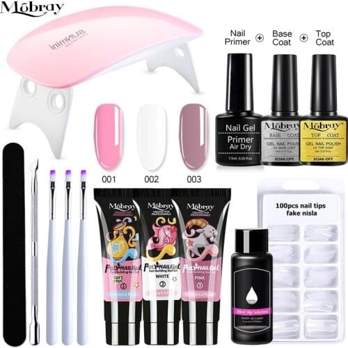 15ml Acrylic UV Nail Gel Primer Kit Extend Fast Builder UV Gel Nail Set Slip Solution Nail Form Nail Art Brush Nail Tool Set