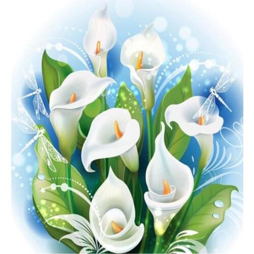 Full drill diamond painting calla lily embroidery mosaic floral dimond dotz sticker rhinestone picture puzzle drawing wall decor