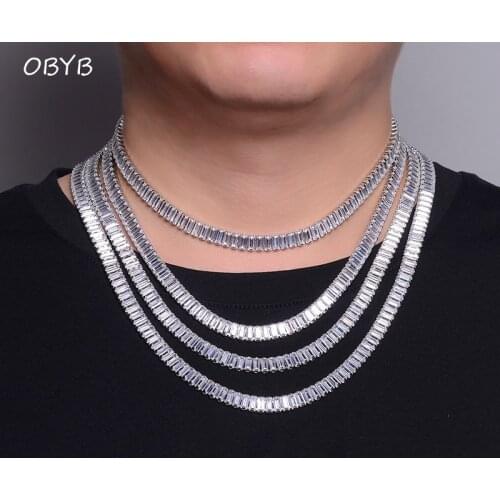 5MM Women Iced Out Rhinestone Cuban Link Chains Necklace AAA Zircon 1 Row Tennis Chain Necklace Men Hip Hop Jewelry Wholesale