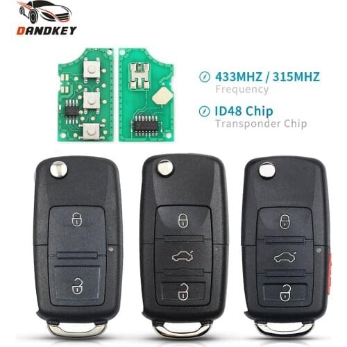 Dandkey For VW PASSAT Polo Skoda Seat Golf Beetle 1J0959753 DA/AH/AG 1K0959753G Flip Remote Car Key 433Mhz ID48 Fob HAA Blade
