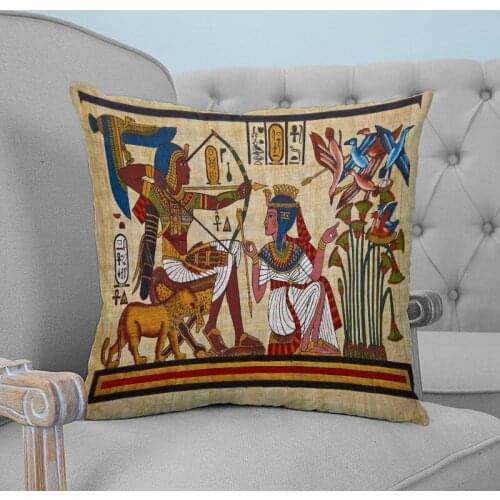 Ancient Egyptian Gods Style Symbol Yellow Printed Throw Pillow Case Plush fabric Pillowcase Home Decorative Pillow Hot