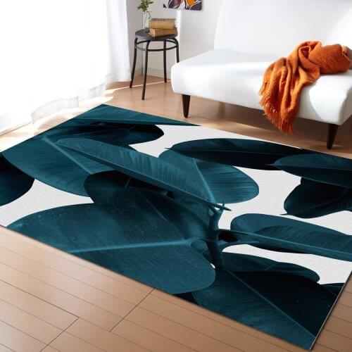 Indigo Plant Leaves Carpet for Living Room Kids Bedroom Bedside Rugs Soft Carpets Home Sofa Table Decor Mat