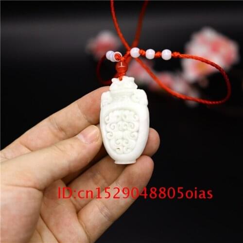 Double-sided Charm Women Chinese Pendant Amulet White Men Gifts Jewelry Necklace Vase Natural Fashion Carved Jade for