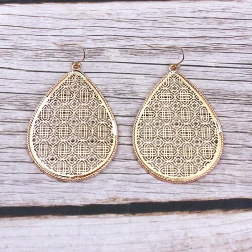 E6922 ZWPON Hollow Flower Pattern Large Teardrop Earrings for Women 2020 Fashion Simple Metallic Earrings Jewelry Wholesale