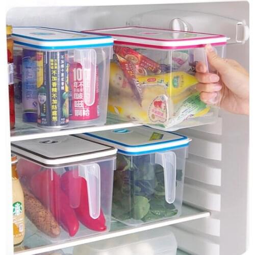 Refrigerator Organizer With Handle Plastic Sealed Jar Kitchen Cabinet Storage Box