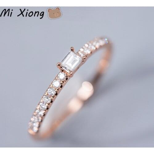 Mi Xiong 925 Sterling Silver Rings for Women Light Luxury Jewelry Engagement Wedding Gift Unique Trendy Cute Romantic Love Token