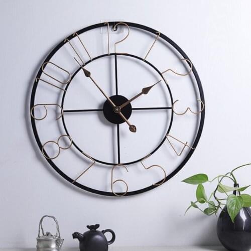 Wrought Lron Wall Clock Home Decoration Office Large Wall Clocks Mounted Mute Watch European Modern Design Hanging Watches
