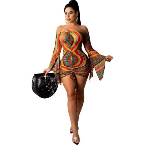 Summer Colorful Off Shoulder Sexy Dress Women Bandage Strapless Club Bodycon Dress Backless Elegant Party Dresses Wholesale