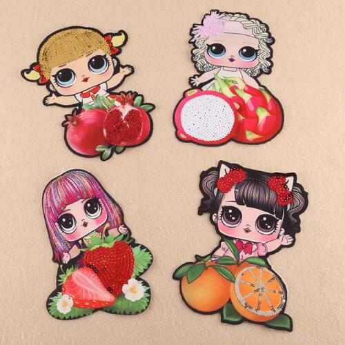 Faishon Cartoon Sequined Doll Patch Sticker Embroidery Cloth Stickers Hand-applied Clothes Sequin Clothing Badges For T-shirt