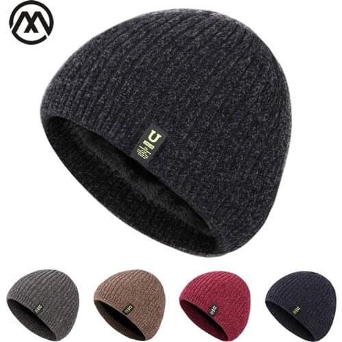 Men Winter Hat Beanie For Men/Women Outdoor Warm Hat High Quality Cotton Skullcap Hedging Cap Plus Velvet Thick Letter Label Cap