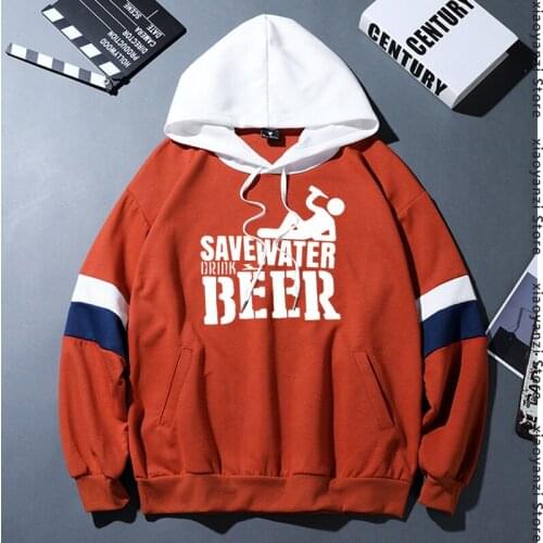 Save Water Drink Beer Mens hoodies New Arrival Male sweatshirts Casual Boys hoodies Funny Print pullovers Camiseta Masculina