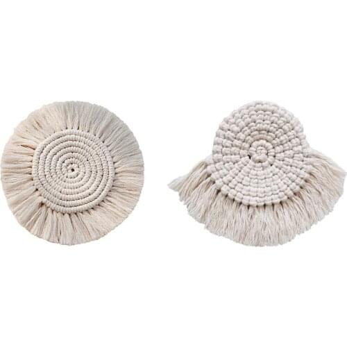 Northern Europe Macrame Cup Pad Bohemia Tablecloth Table Mat Pure Handmade Cotton Braid Non-slip Insulation Mats For Kitchen