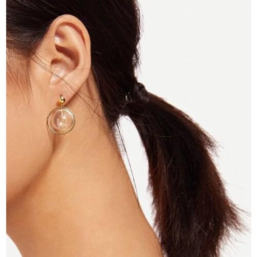 Bubble Circle Dangle Earrings For Women 2020 ins Simple Transparent Glass Ball Drop Earrings Jewelry Earrings femme bijoux