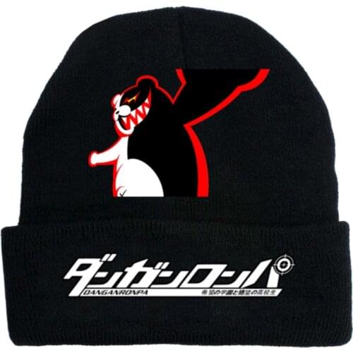 Danganronpa Monokuma Printed Hat Cartoon Anime Casual knitted Beanies Cap Men Women Winter Autumn Fashion Bonnet Gorro