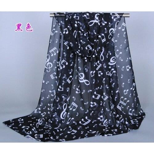 Chiffon Womens Sunscreen Scarf New Music Symbol Womens Fashion Long Scarf Four Seasons Cartoon Decorate Outdoor Scarves