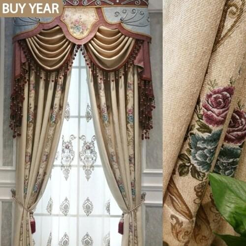 European Style Curtains for Living Room Bedroom Roman Chenille Jacquard Curtains Luxury Curtains Finished Product Customization