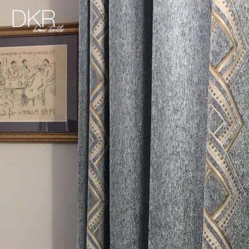 Northern European-Style Modern Simple New Chinese Chenille Shading Thicken Curtains for Living Room Bedroom Jacquard Curtains