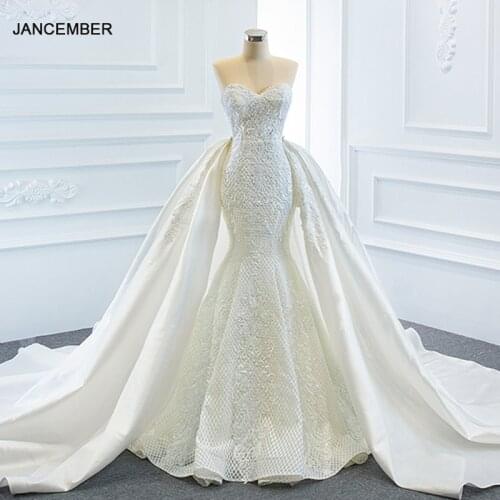 J66660 JANCEMBER Full Body Heavy Hand Embroidered Mermaid Wedding Dress 2021 Sweetheart Sleeveless Sequined