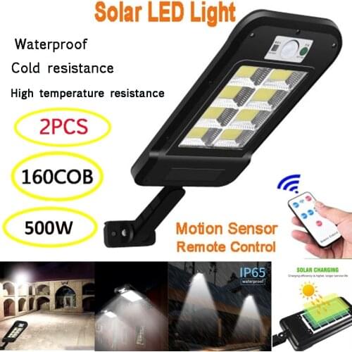 Solar Light Street Lamp 160COB Smart Induction LED Solar Powered Waterproof PIR Motion Light for Garden Courtyard