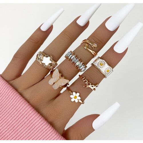2021 NEW Smile Gal Ring Alien Flower Resin Acrylic Rings Enamel Luxury Spring Fine Heart Clouds Rings for Women Gift Jewelry