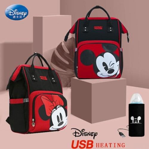 Disney Diaper Bag Mommy Baby Waterproof Heating USB Micky Cartoon Backpack Travel Bag Pregnant Women Backpack Large Capacity