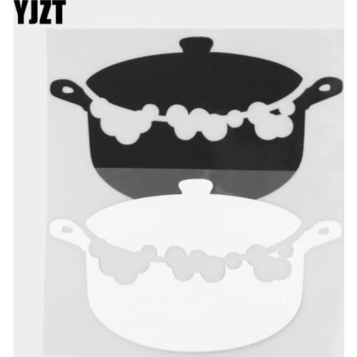 YJZT 15×8.8CM Cartoon Pot Car Stickers Fun Decorative Vinyl Decals Black / Silver 20D-0289