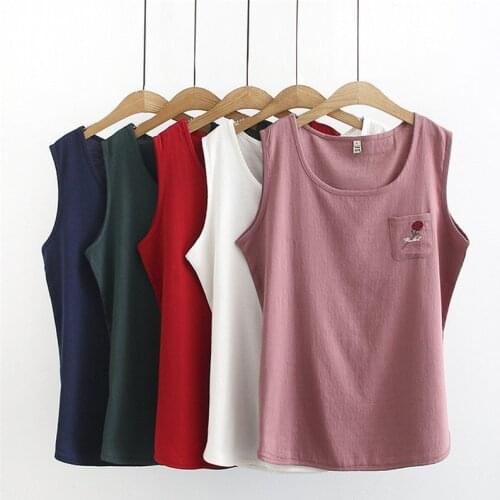 2019 New Large size 4XL summer vest t-shirt women cotton linen tees casual top embroidery bottoming shirt Tank female tshirt 529