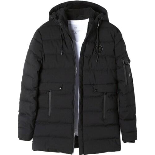Winter Mid-length Cotton-padded Clothes Mens Hooded Fashion Mens Jacket Mens Casual Cotton-padded Clothes Cotton-padded