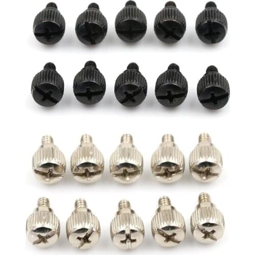 10pcs Computer Case Screws Black Or Nickel Computer Case Screw Hand Tighten Thumb Screw Overall Size 14 x 9mm