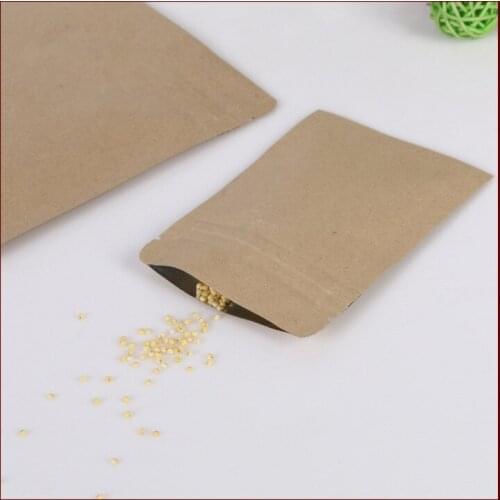 1000pcs 9x14cm Flat Brown Kraft Paper Bag No Window Not Stand Up Zipper/zip Lock Jewelry Packaging Paper Bags For Gifts/tea Bags
