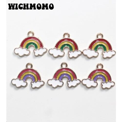 2021 New Fashion 10pcs/bag 14*19MM Zinc Alloy Drop Oil Rainbow Cloud Charms Pendants for DIY Earring Jewelry Accessories