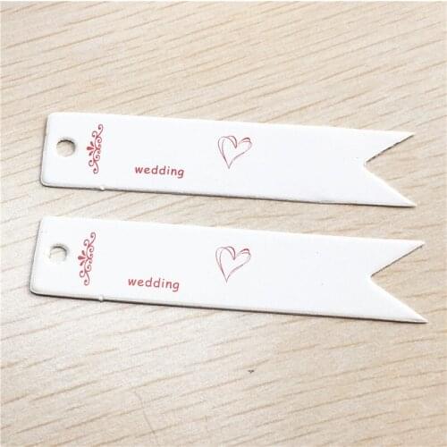 300Pcs/Lot 7x1.5cm Classical White Brown Bookmark Paper Card Hang Head Label Tags For Merry Christmas Happy Wedding Birthday Tag