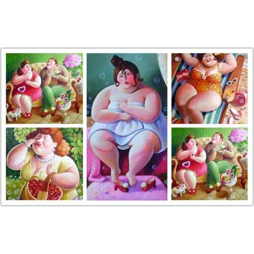 5D DIY diamond painting Fat lady make phone call icon cross stitch diamond embroidery mosaic full square round woman art