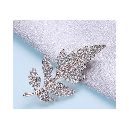 Leaf Corsage Brooch Fashion Environment-friendly Alloy Rhinestone Large Clothes Decoration Accessories Exquisite Gift