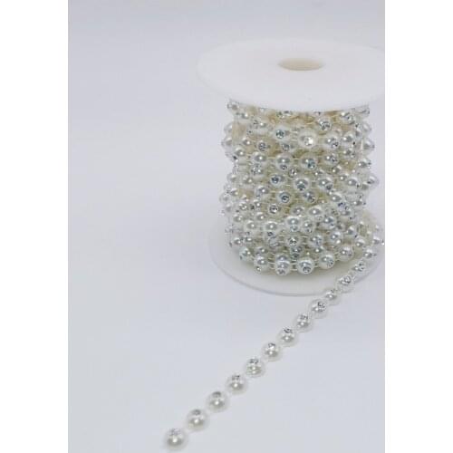 Chain Rhinestone Yard Rhinestones Sew-On Decorative Stones White Pearl Crystal Decoration Tape ABS Chain Crafts Accessories