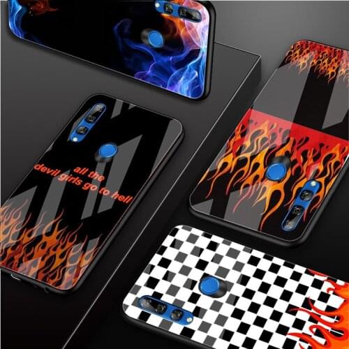 Fire DIY Luxury Tempered Glass Phone Case For Huawei Honor 30 20 10 Lite Pro 8X 9 10i Cover shell