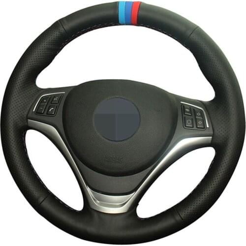 Car Steering Wheel Cover Hand-stitched DIY Black Artificial Leather Car Steering Wheel Covers For BMW X1 2014 2015