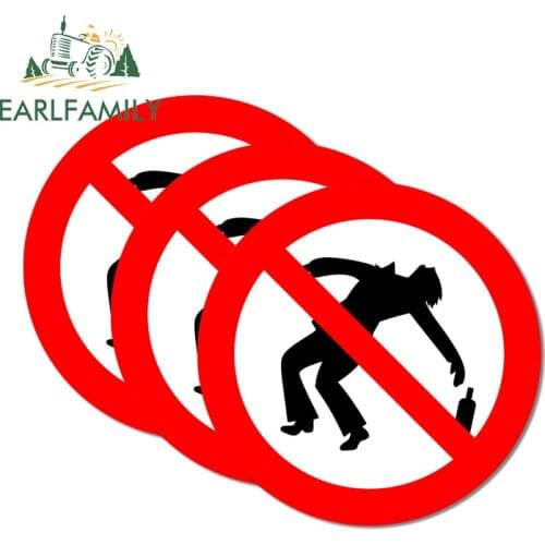 EARLFAMILY 13cm 3Pcs Alcoholism Is Forbidden Sign Car Assessoires Stickers Graffiti Decal Trunk Windshield Vinyl Car Wrap Decals