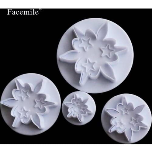 Facemile Brand Fondant Cake Decorating SugarCraft Plunger Cutter Flower Mold 4pcs/set 04084