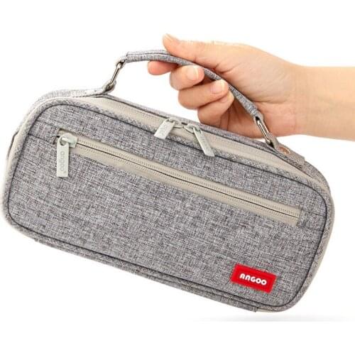 Stationery Canvas Pencil Case Big Double Layer Kawaii Large Capacity Pencil Cases Storage Pouch School Supplies for Students